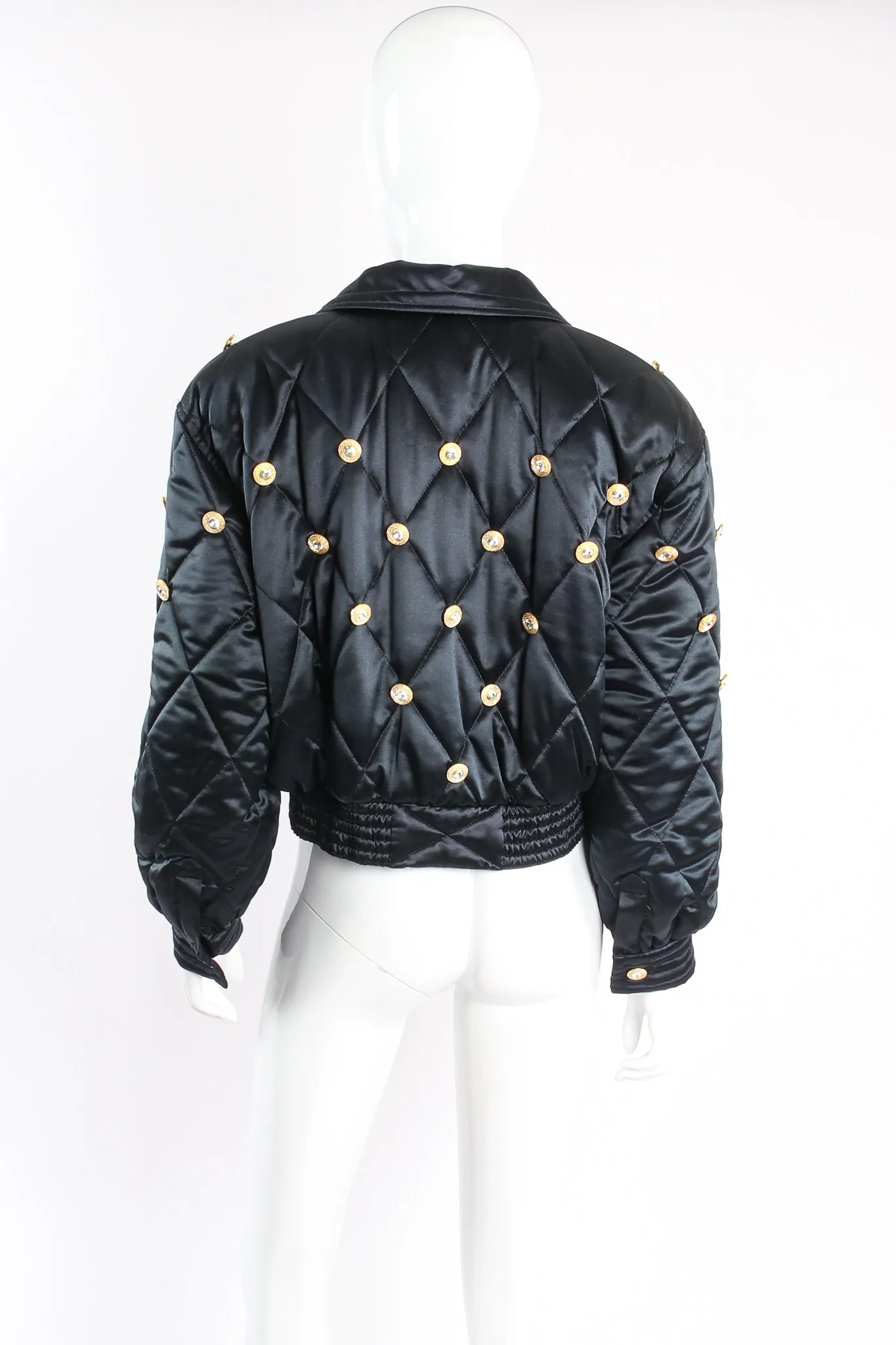 Rhinestone Quilted Satin Bomber