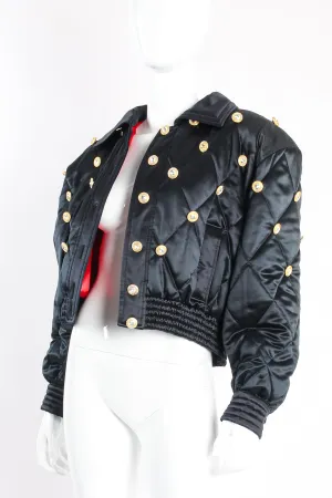 Rhinestone Quilted Satin Bomber