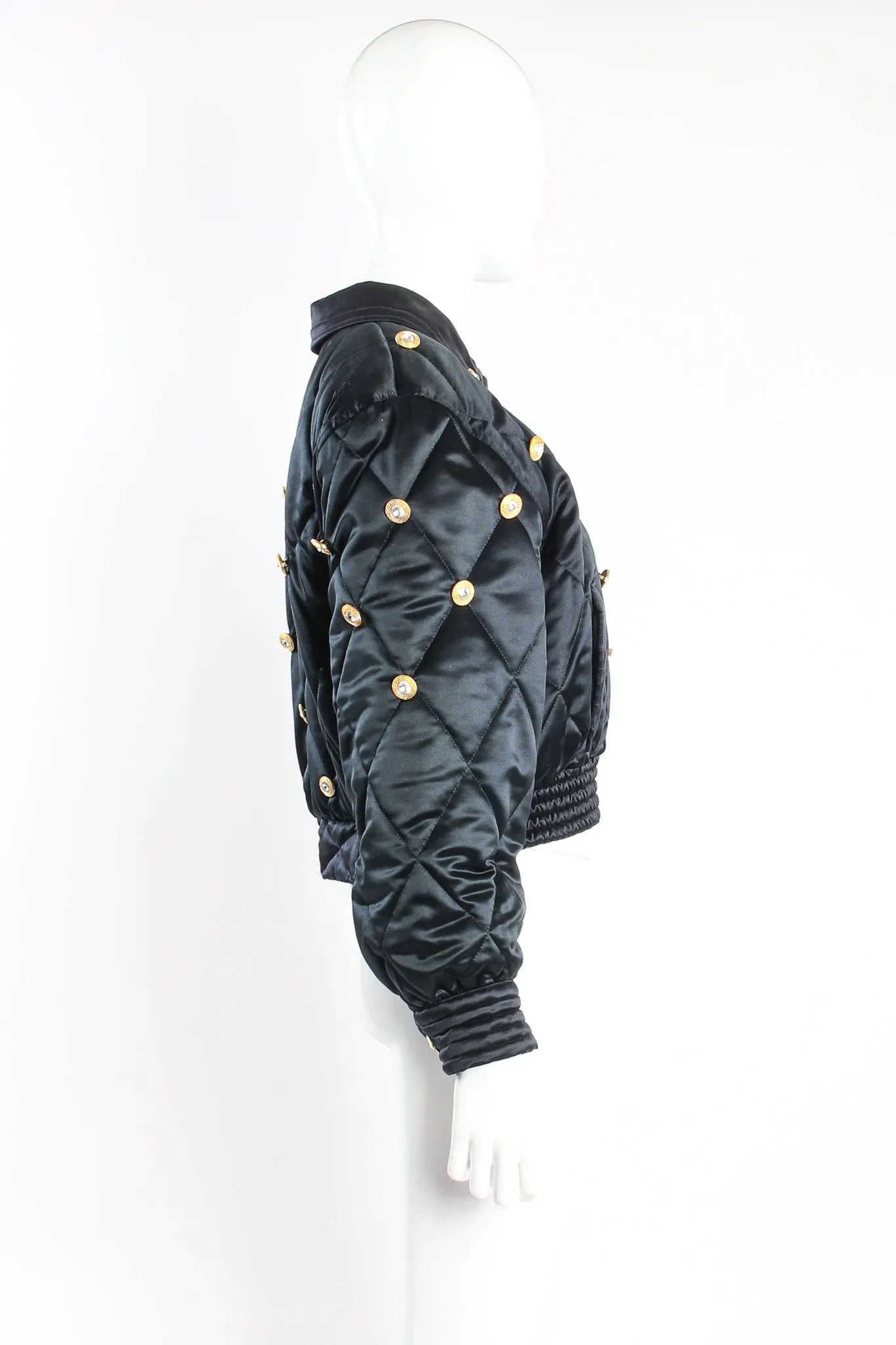 Rhinestone Quilted Satin Bomber