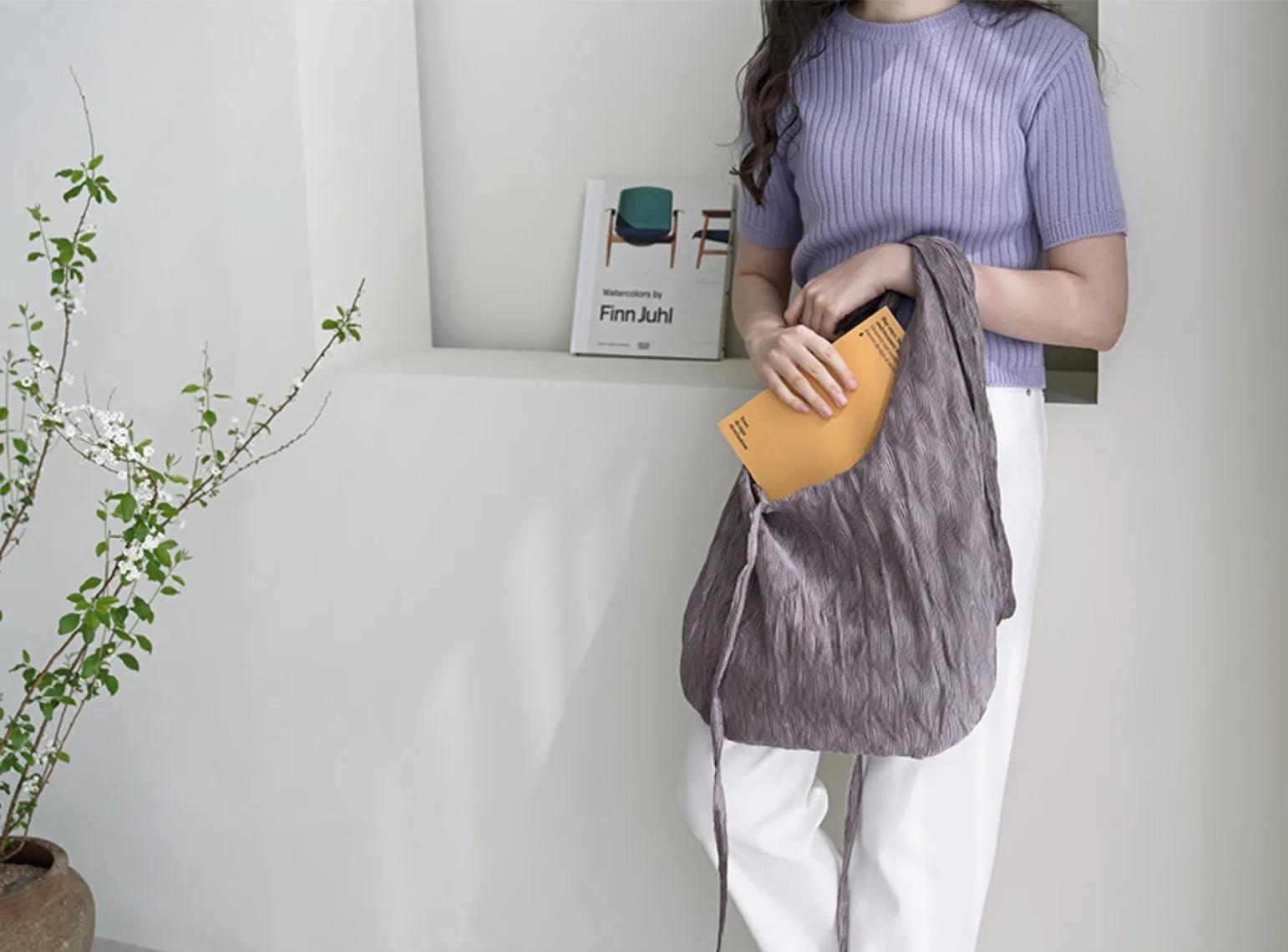 Ribbed Wave Pleated Polyester Wide Width Fabric - In Plain Grey - Quality Korean Fabric By the Yard / 53712GJ