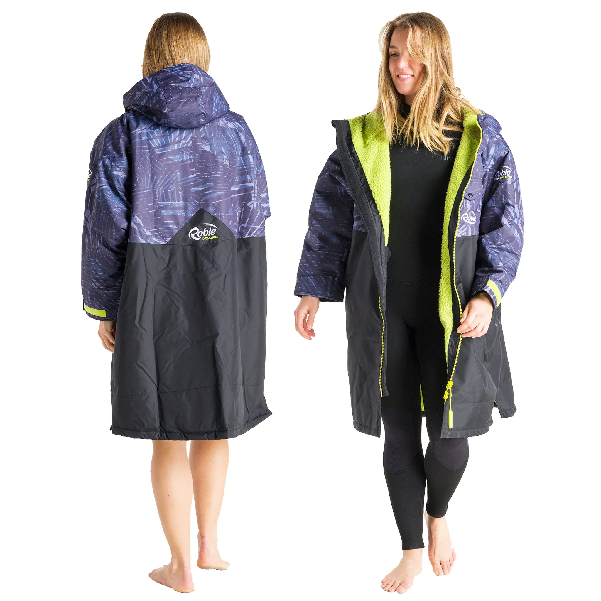 Robie Dry Series Recycled Long Sleeve Changing Robe - Black/Shade/Lime