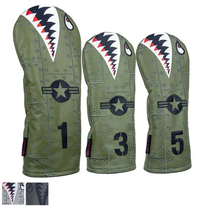 Rose & Fire Bomber/Warhawk Premium USA Leather Headcover X Hybrid Olive Drab