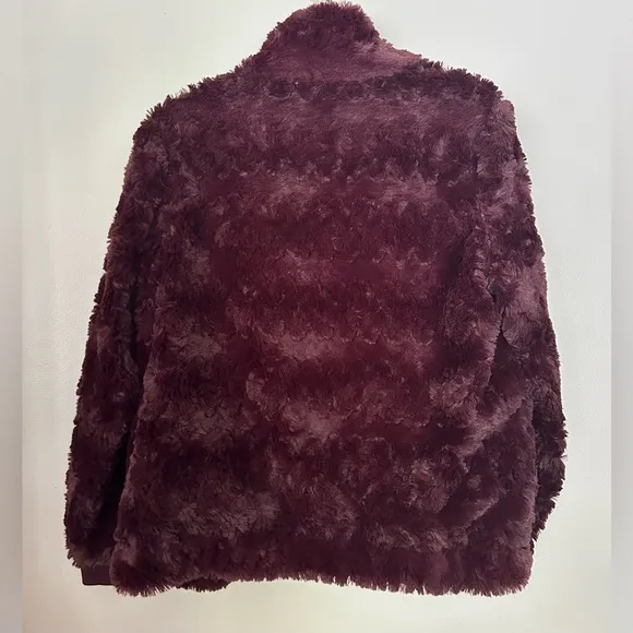 Sanctuary Dark Maroon Shiraz / Maroon Faux Fur Chubby Bomber Jacket L