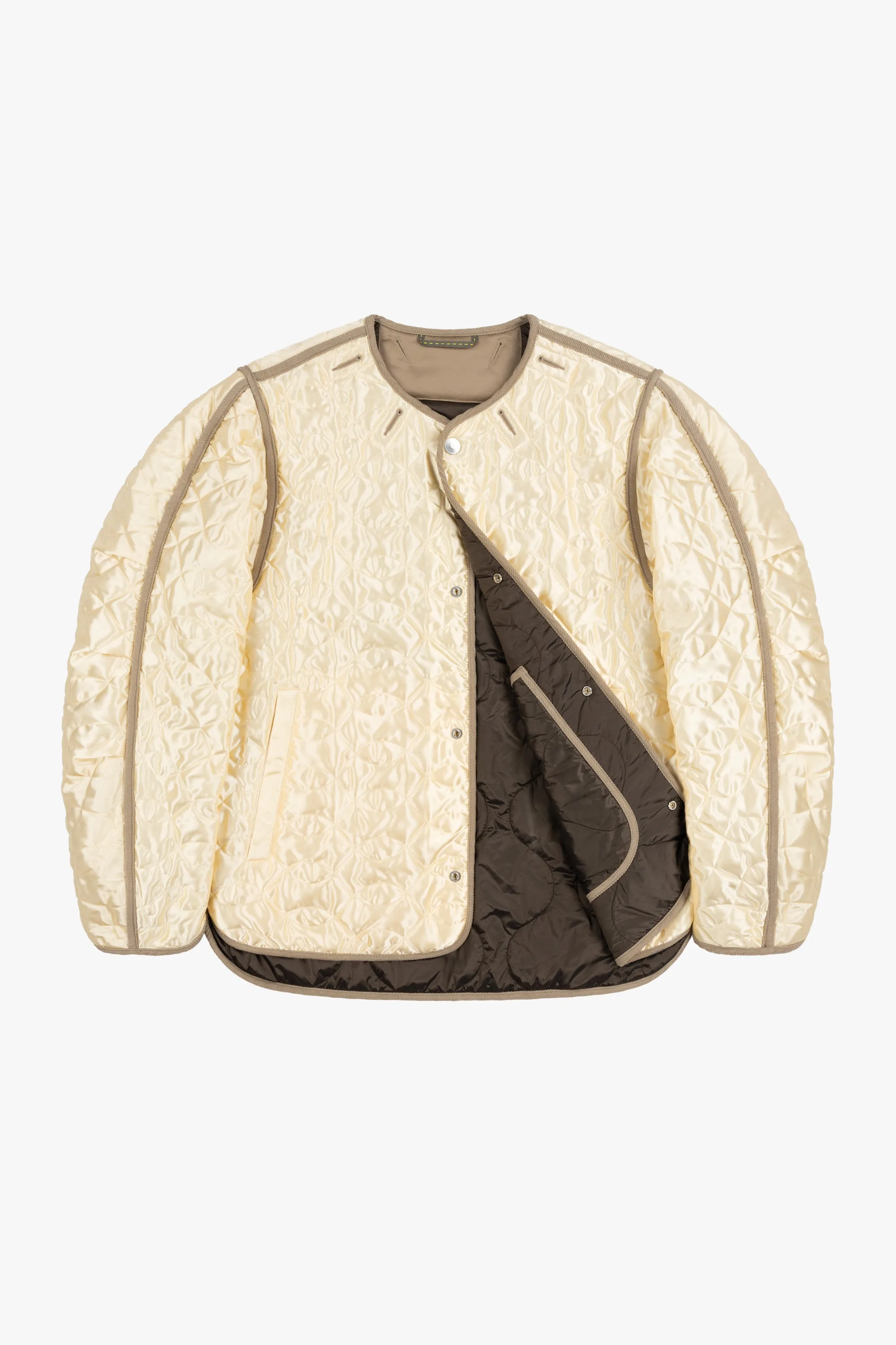 Satin Quilt Jacket - Ivory / Peat