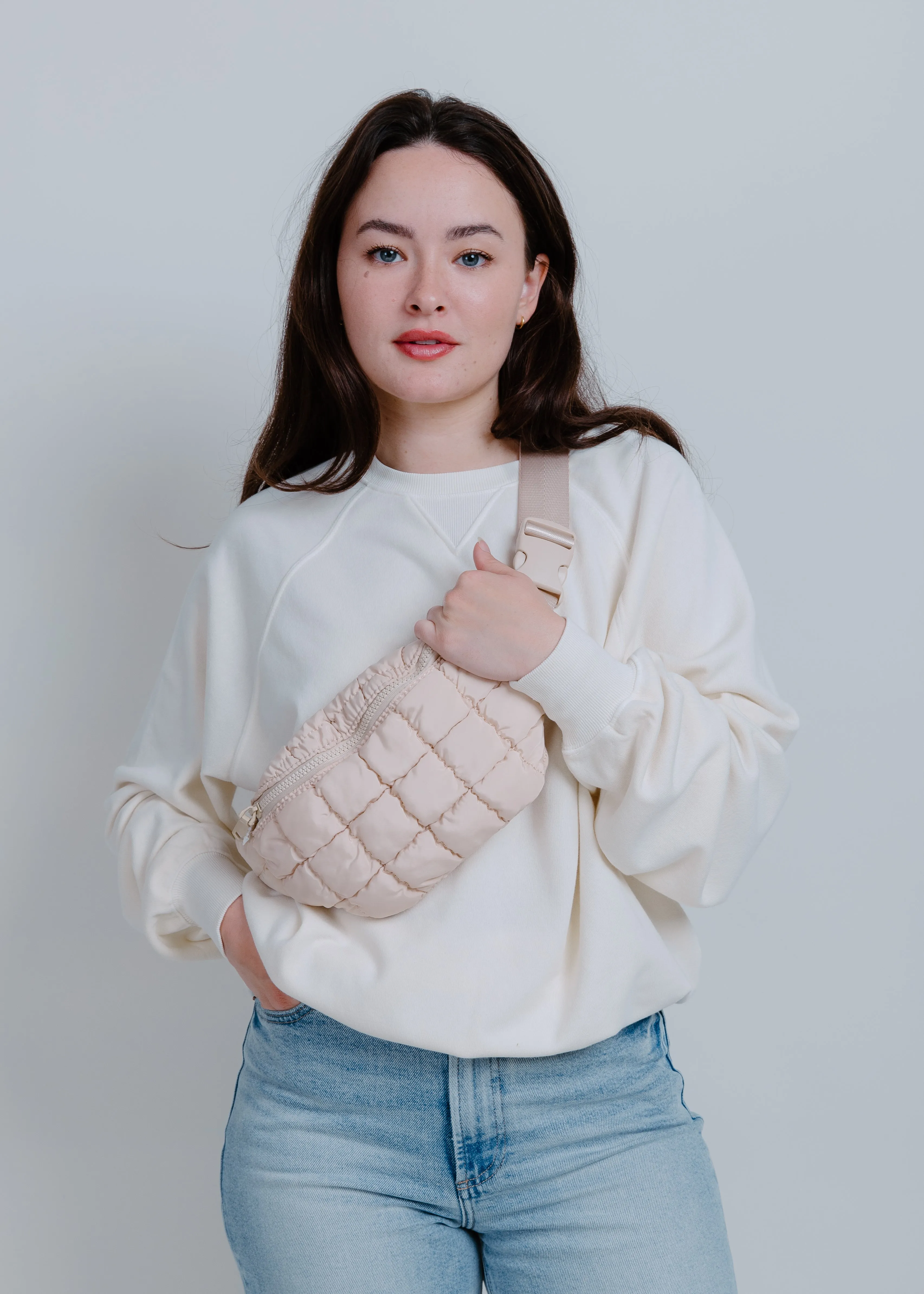 Selena Quilted Puffer Bag - Cream