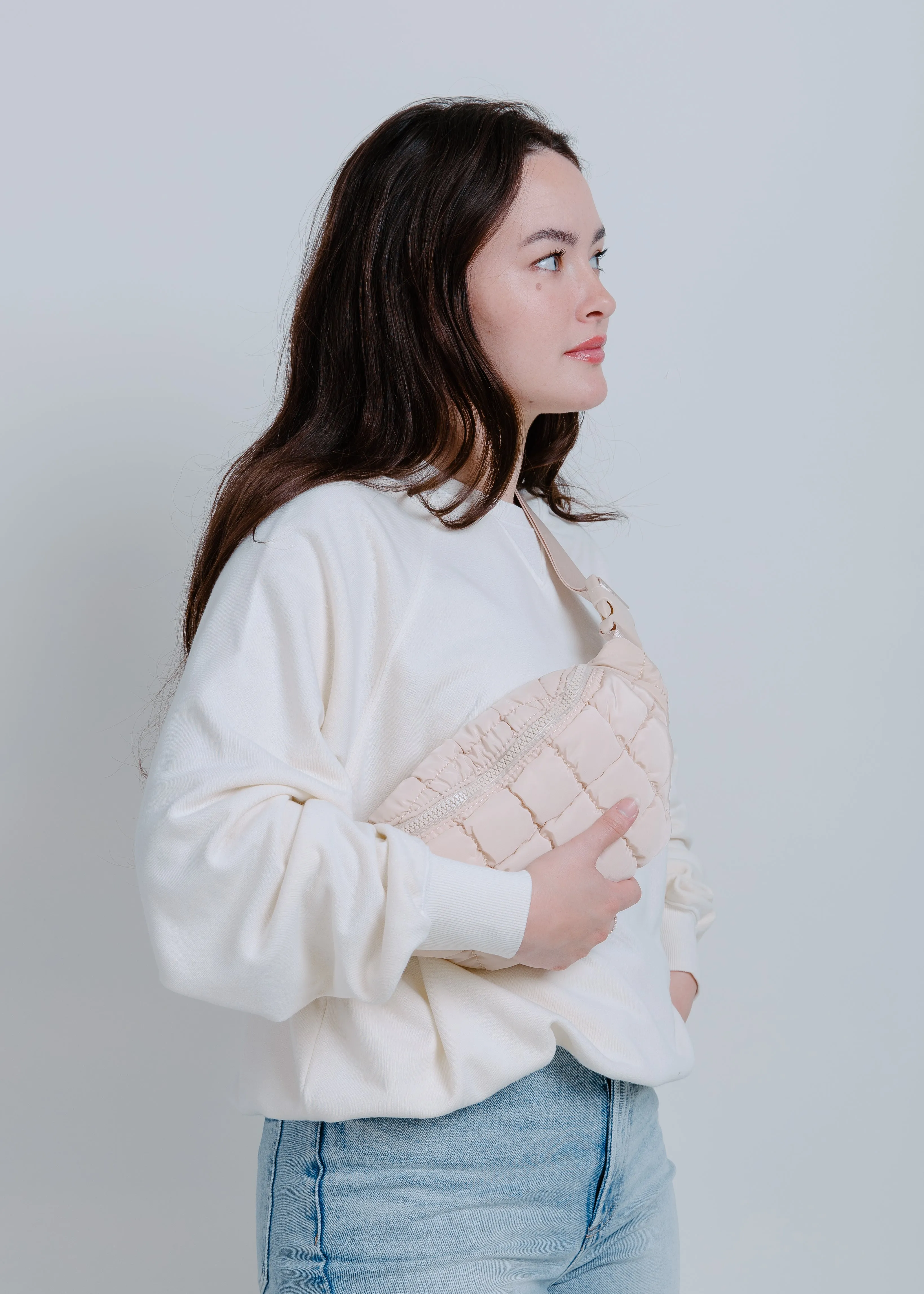 Selena Quilted Puffer Bag - Cream