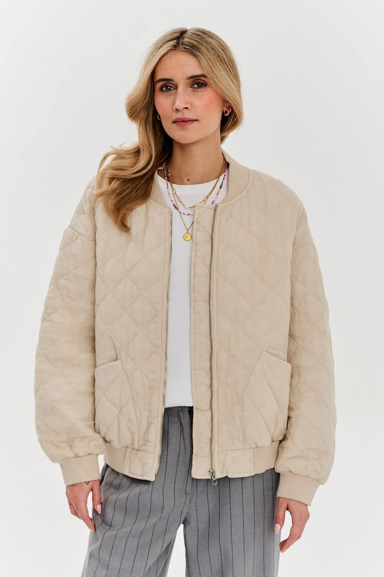 Shades of Dusk quilted bomber jacket