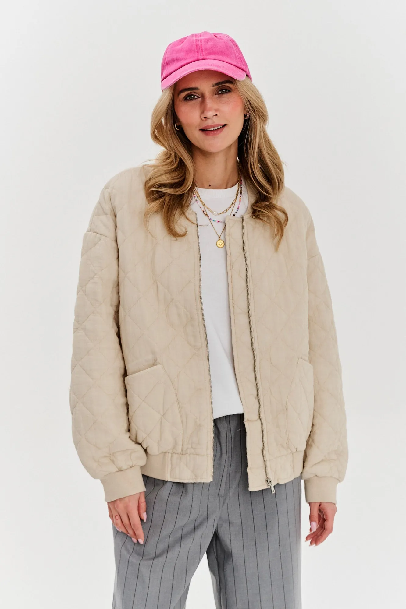 Shades of Dusk quilted bomber jacket