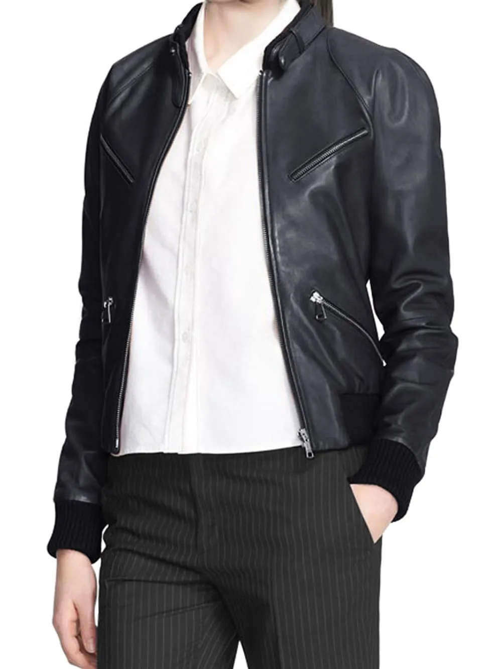 Sharp Angle Formal Leather Jacket for Women
