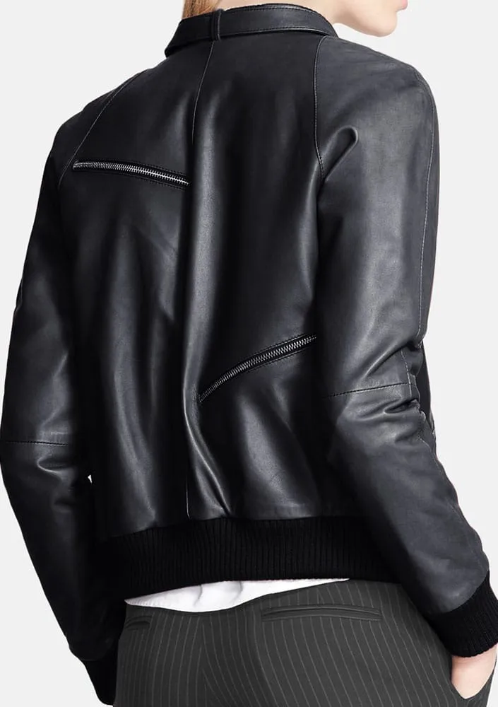 Sharp Angle Formal Leather Jacket for Women