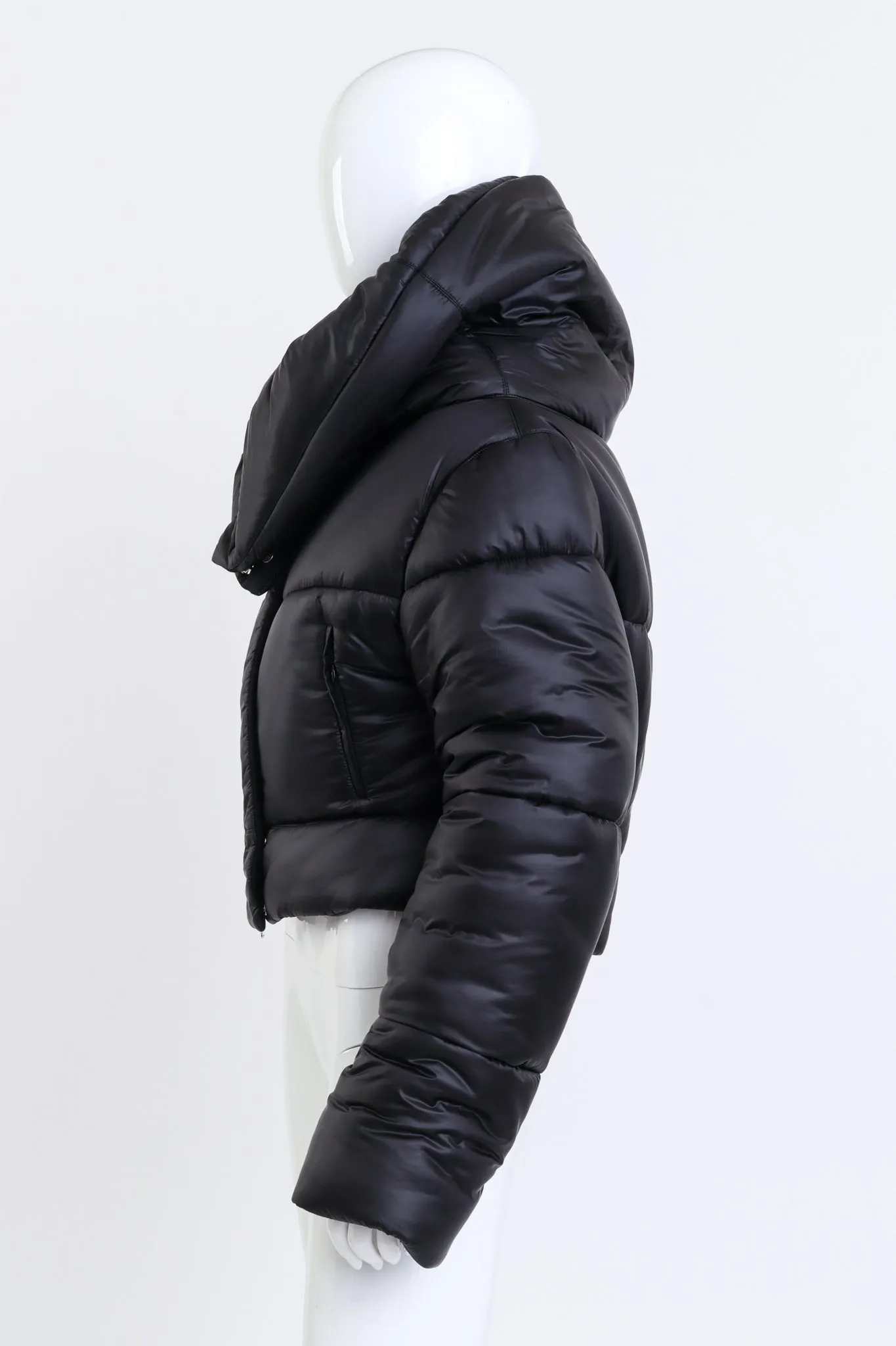 Shawl Collar Cropped Puffer Jacket