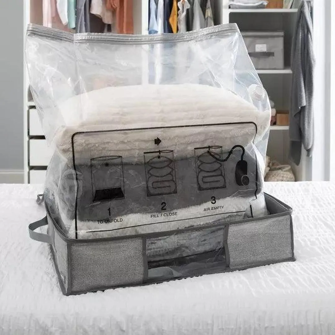 Simplify Heather Gray 2-in-1 Under the Bed Vacuum Storage Bag & Tote | Michaels