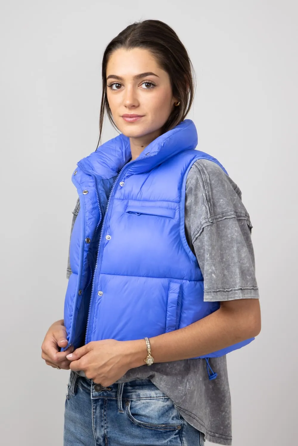 Simply Southern Lightweight Packable Vest for Women in Blue | PP-0224-VEST-PACK-BLUE