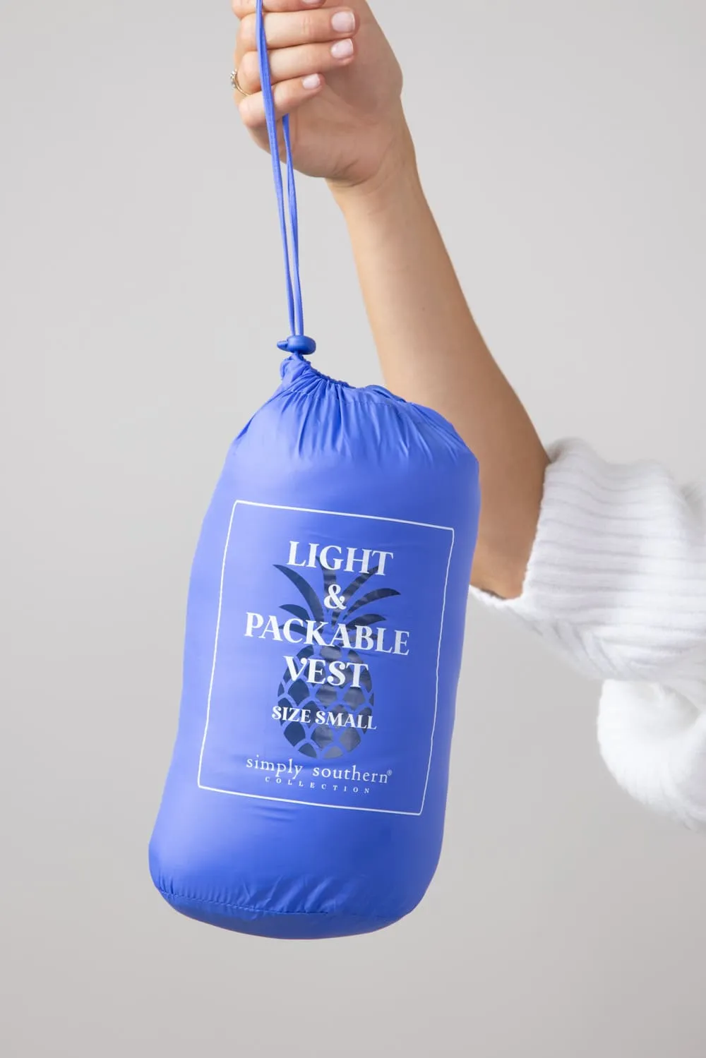 Simply Southern Lightweight Packable Vest for Women in Blue | PP-0224-VEST-PACK-BLUE