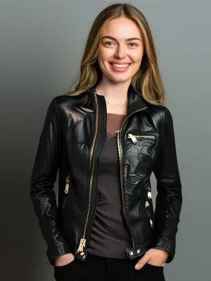 Soft Luxe Lambskin Leather Bomber for Women