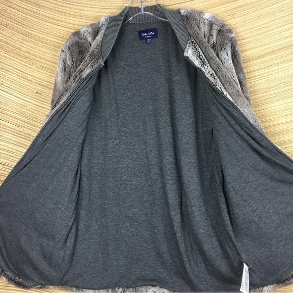 Splendid Gramercy Faux Fur Full Zip Bomber Jacket Pockets Mink Gray Look Sz XS