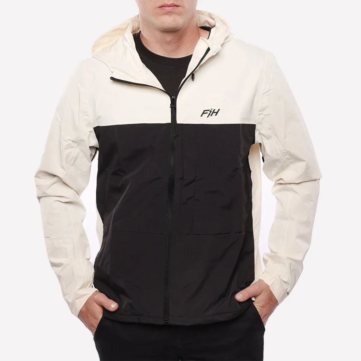 Statement Packable Windbreaker - Natural/Black