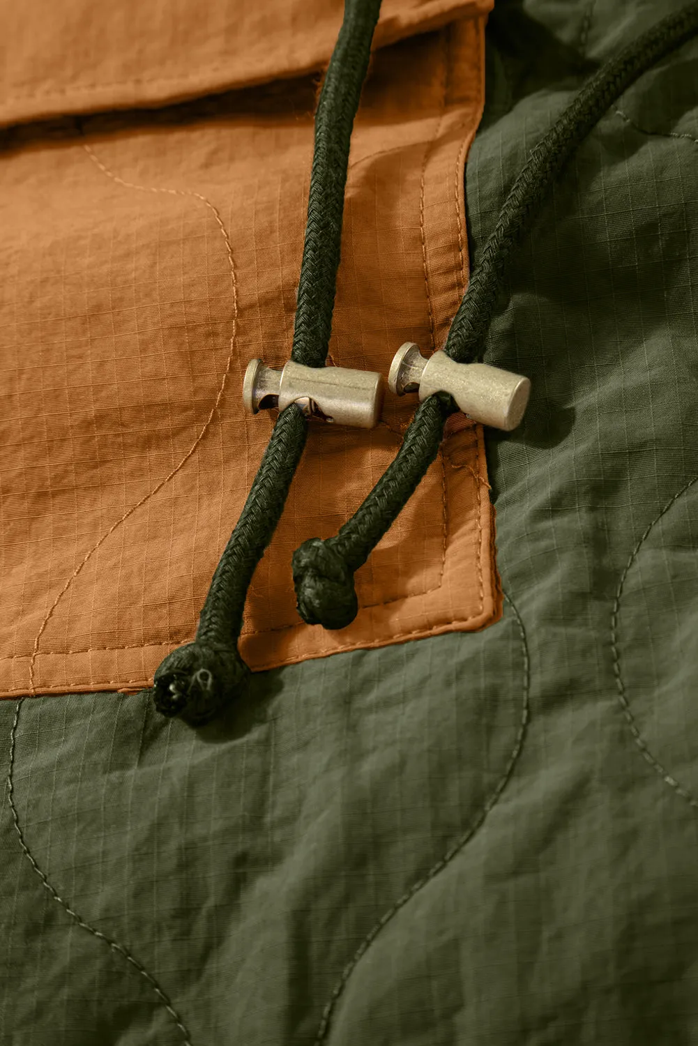 Stitching Quilted Drawstring Jacket