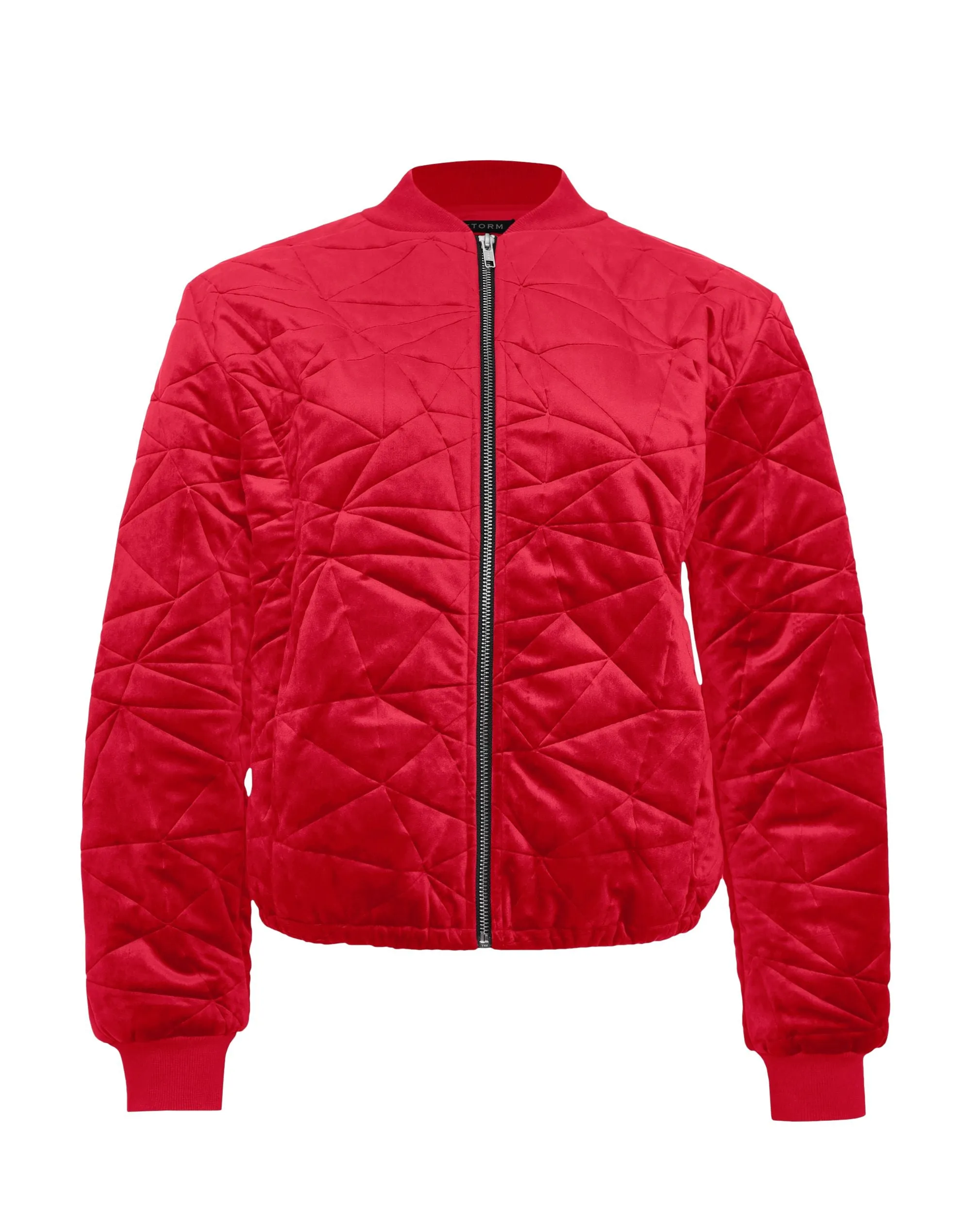 STORM QUILTED VELVET BOMBER RED