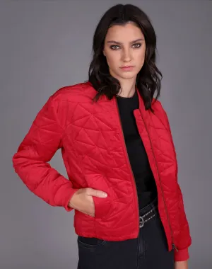 STORM QUILTED VELVET BOMBER RED