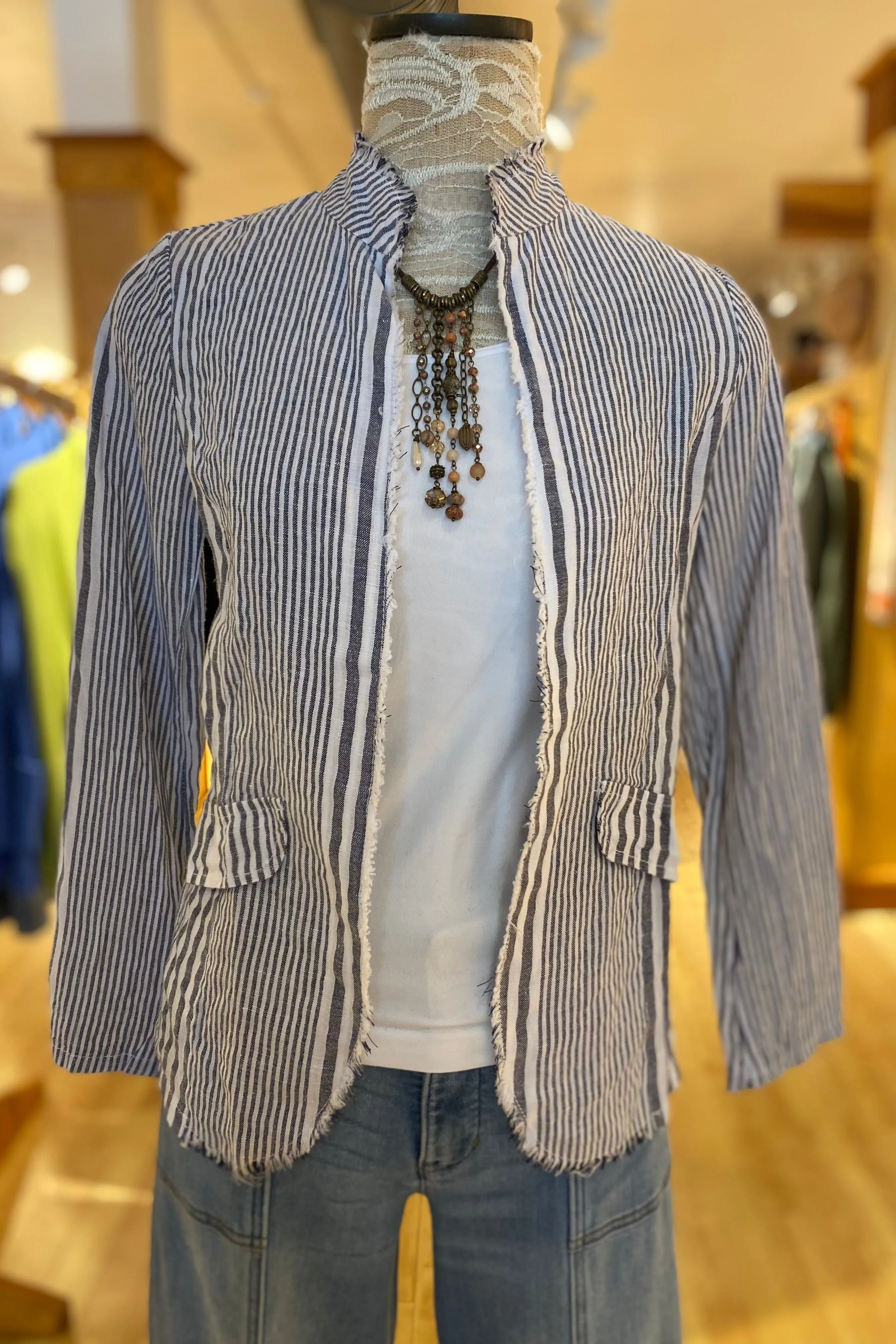 Striped Open Front Jacket