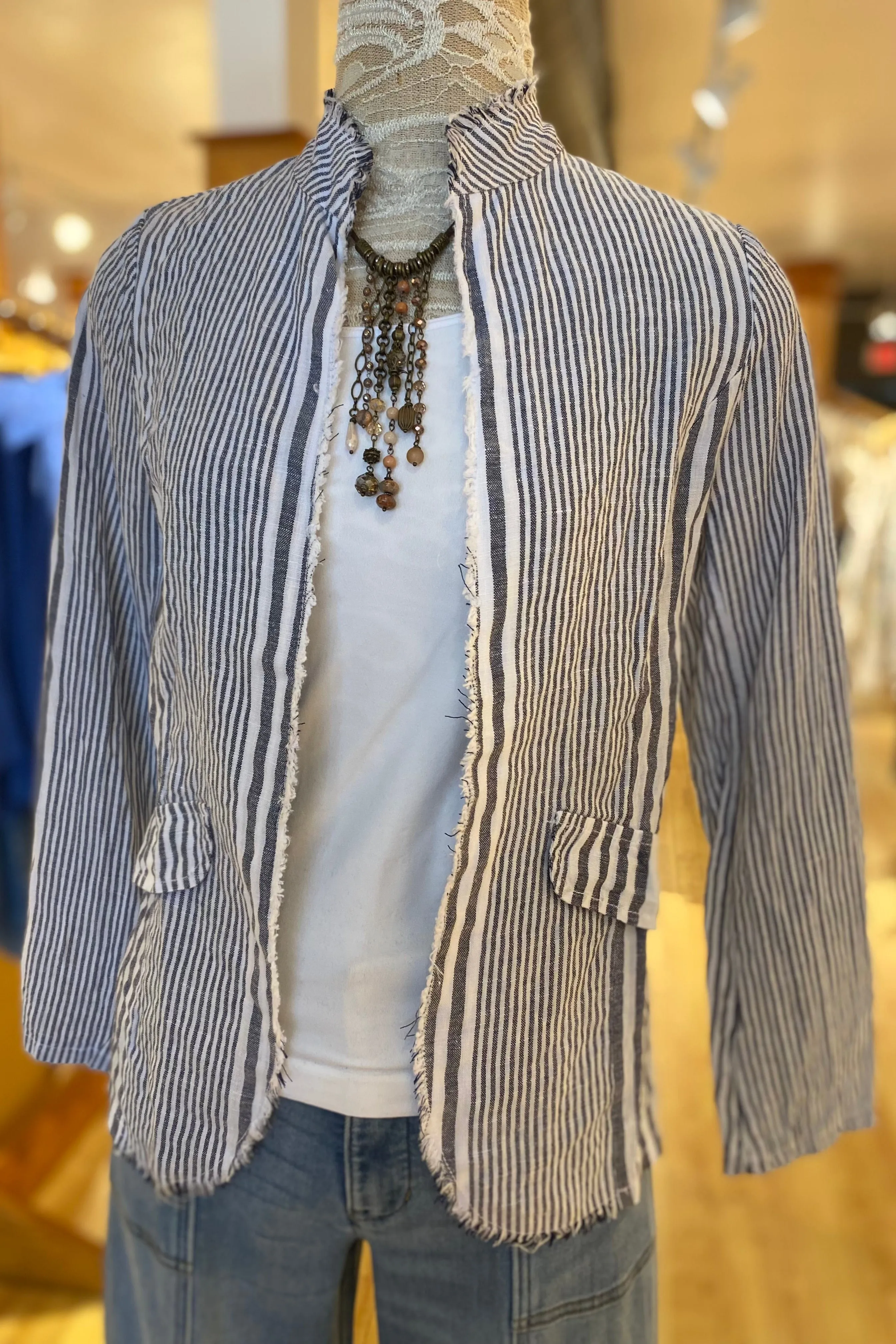 Striped Open Front Jacket