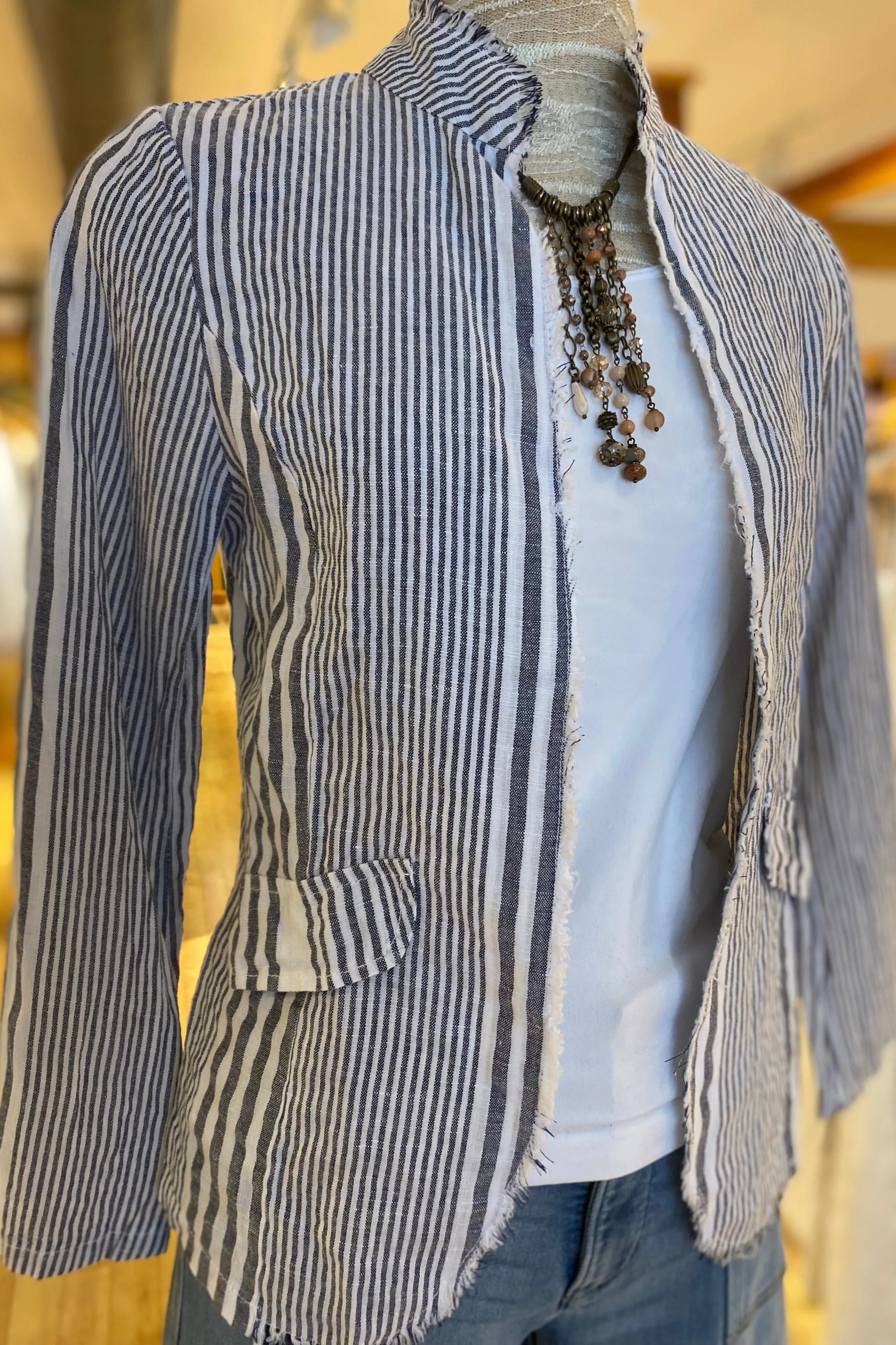 Striped Open Front Jacket
