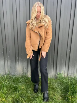Suedette Camel Bomber Jacket