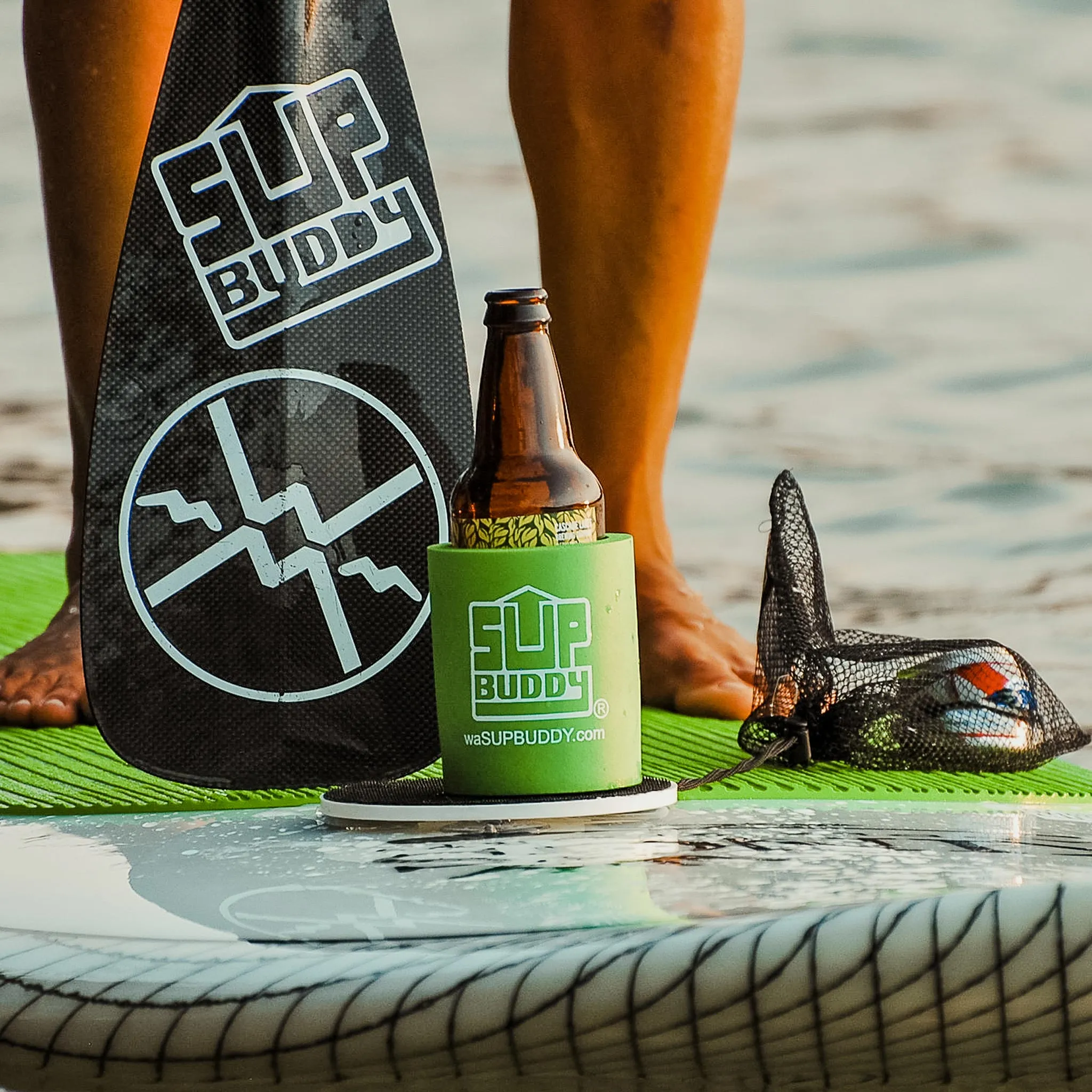 SUPBUDDY Beverage Holder with Suction Disc and Mesh Bag