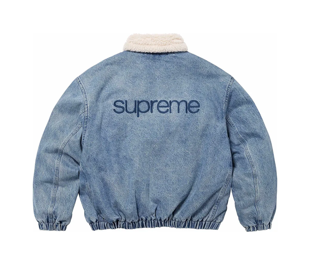 Supreme Faux Shearling Lined Bomber Jacket Denim