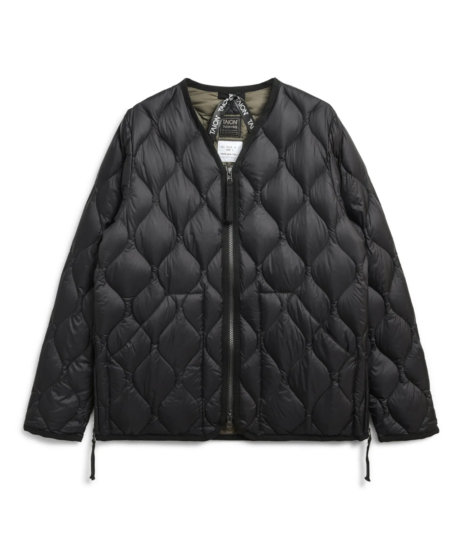 TAION Military W-Zip V Neck Down Jacket Black