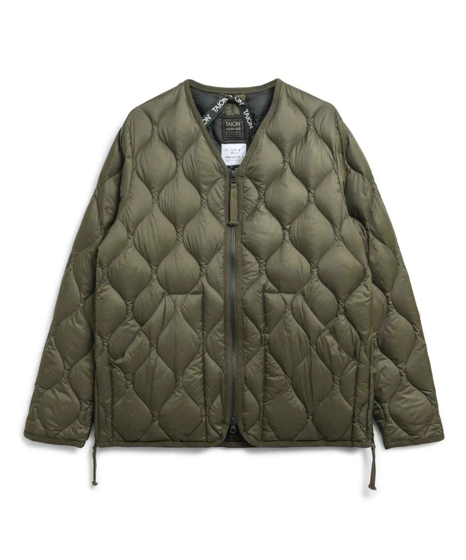 TAION Military W-Zip V Neck Down Jacket Dark Olive