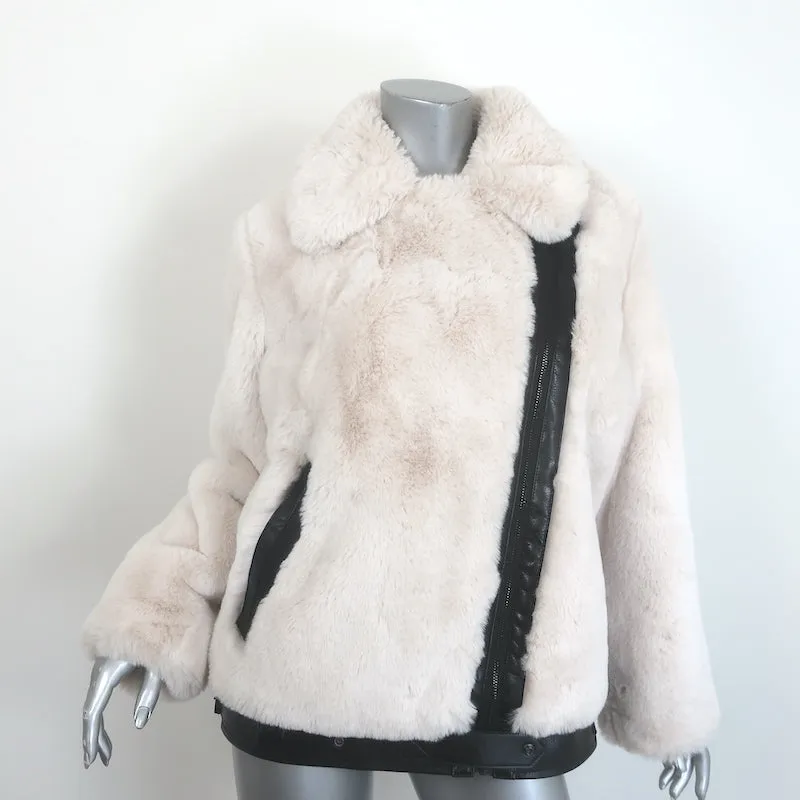 The Kooples Faux Fur Bomber Jacket Ecru Size 1