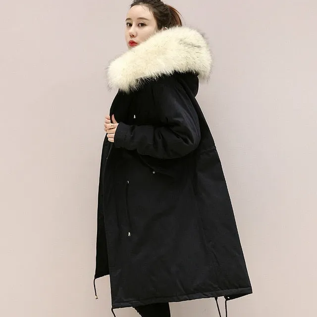 Thickened Women Down Coat Women Down Winter Down Jacket Women Long Women Hooded Warm Coat Fur Collar Winter Coat Brand Clothing