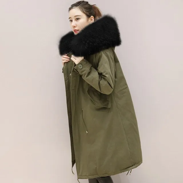 Thickened Women Down Coat Women Down Winter Down Jacket Women Long Women Hooded Warm Coat Fur Collar Winter Coat Brand Clothing