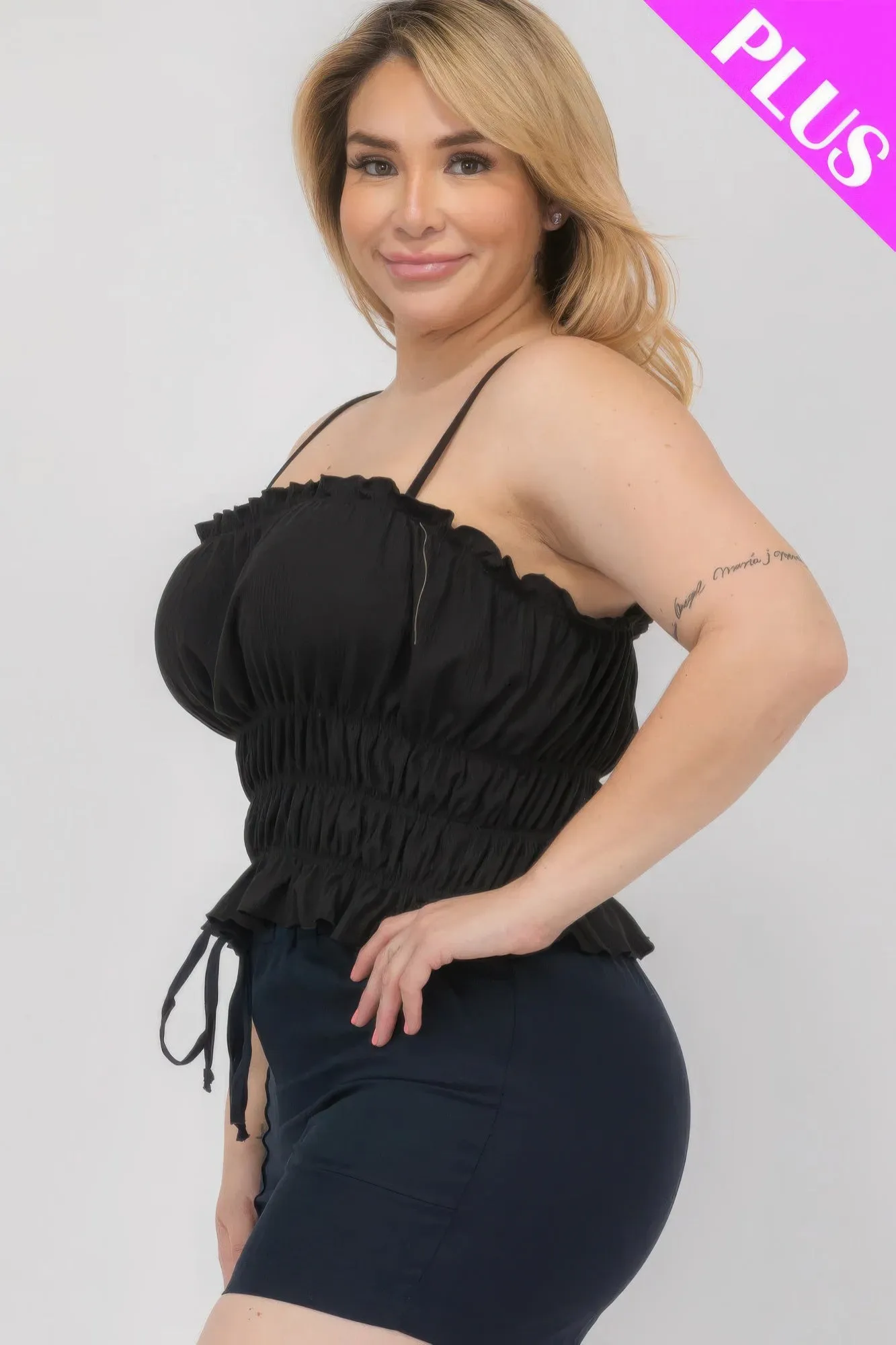 Tiered Shirred Body Crop Top
