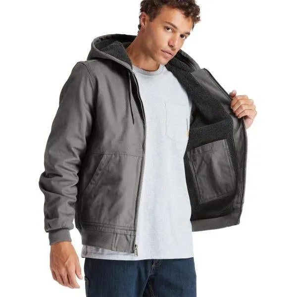 Timberland Pro Men's Gritman Lined Canvas Hooded Jacket - Pewter - TB0A1VB4060