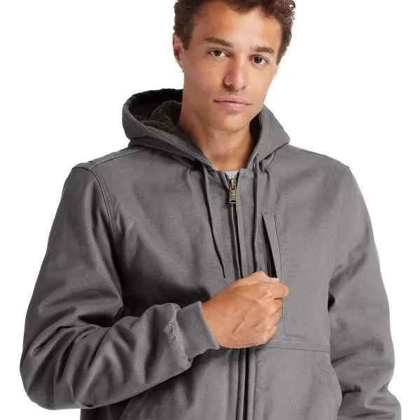Timberland Pro Men's Gritman Lined Canvas Hooded Jacket - Pewter - TB0A1VB4060