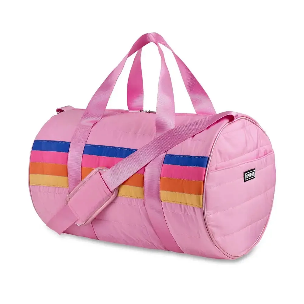 Top Trenz Retro Stripe Puffer Duffle