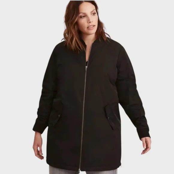 TORRID Long Line Nylon Bomber Jacket