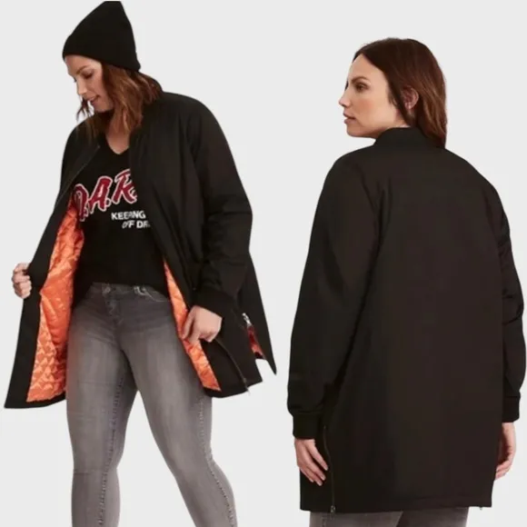 TORRID Long Line Nylon Bomber Jacket