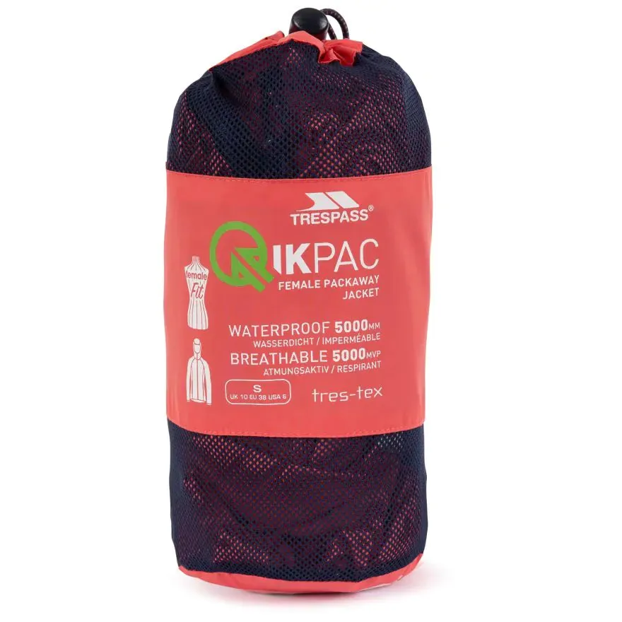 Trespass XL Peach Blush Women's Qikpac Waterproof Jacket