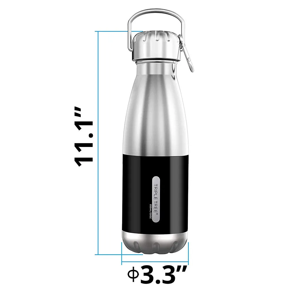 TRIPLETREE Vacuum Insulated 850 ML/ 30 OZ Stainless Steel Water Bottle