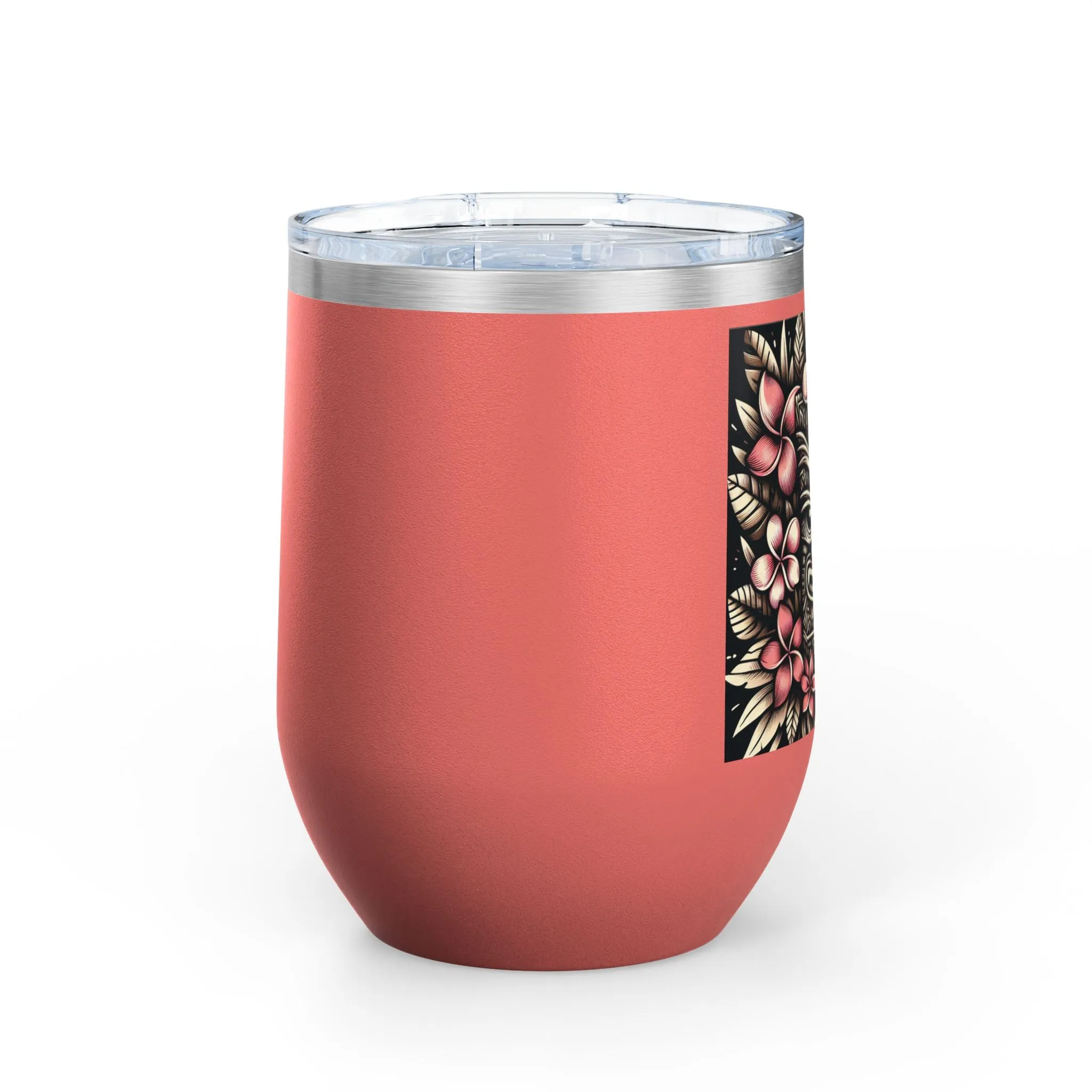 Tropical Floral Wine Tumbler - 12oz Insulated Drinkware for Outdoor Gatherings