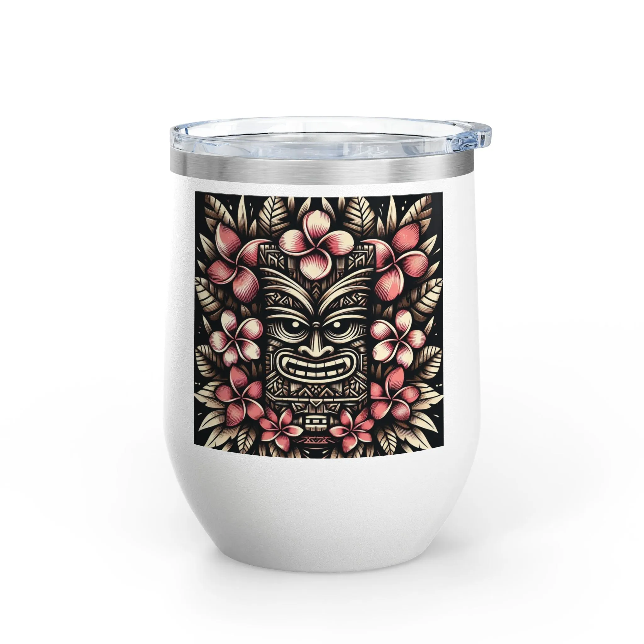 Tropical Floral Wine Tumbler - 12oz Insulated Drinkware for Outdoor Gatherings