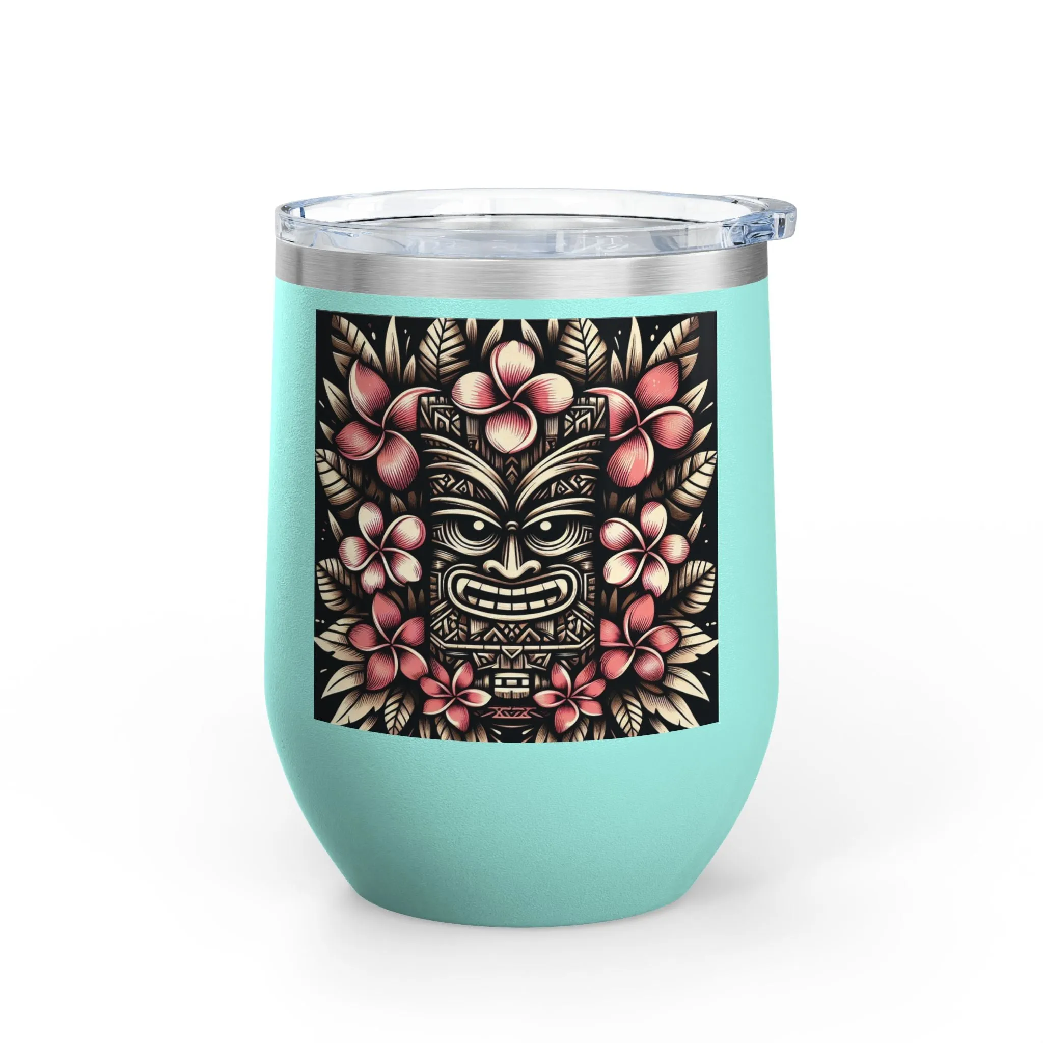 Tropical Floral Wine Tumbler - 12oz Insulated Drinkware for Outdoor Gatherings