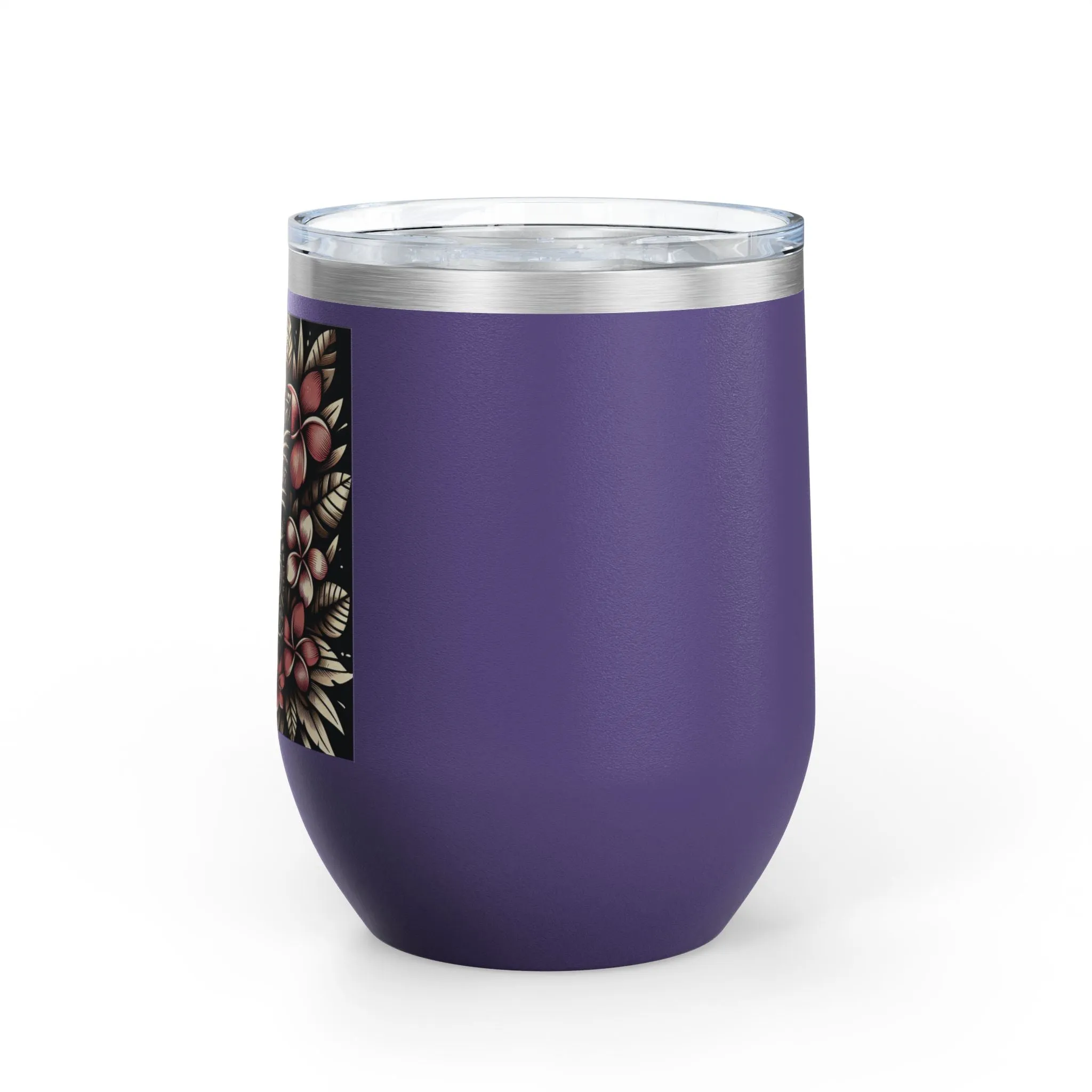 Tropical Floral Wine Tumbler - 12oz Insulated Drinkware for Outdoor Gatherings