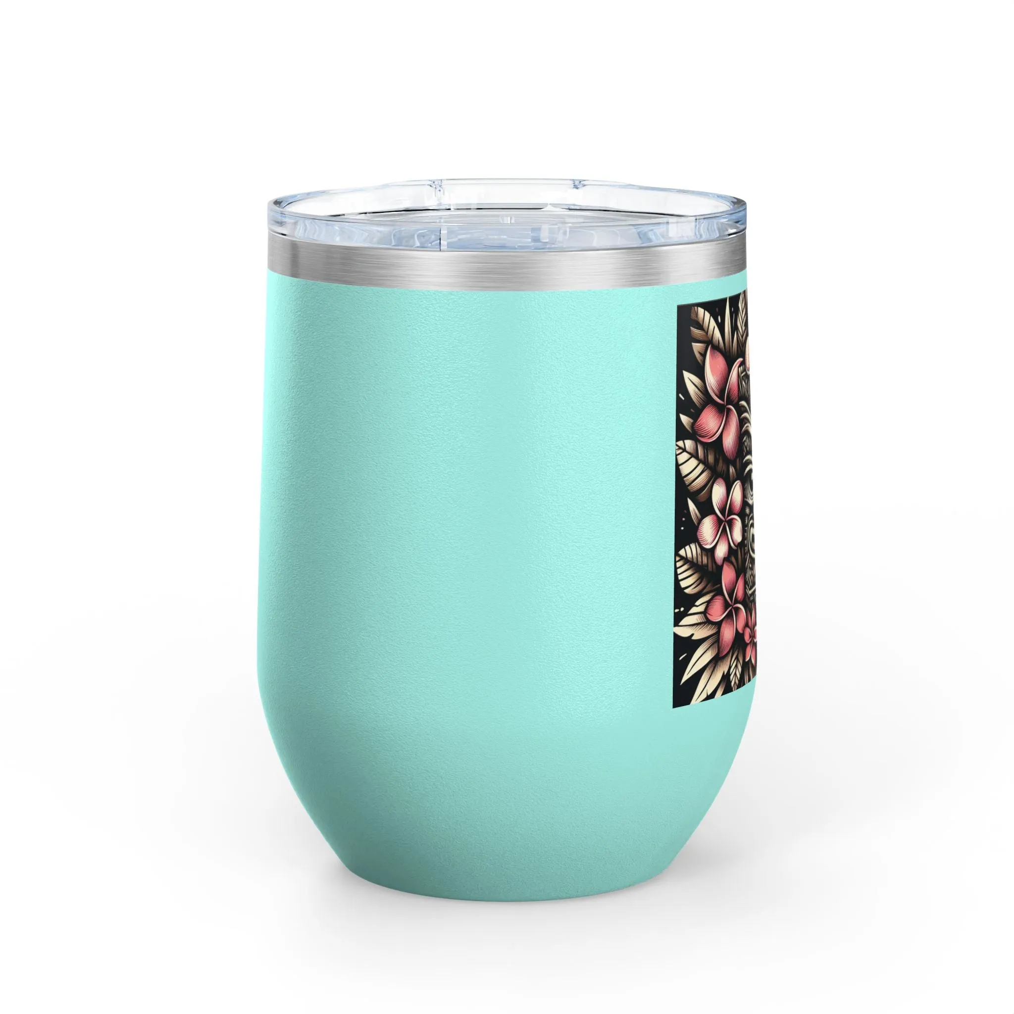 Tropical Floral Wine Tumbler - 12oz Insulated Drinkware for Outdoor Gatherings