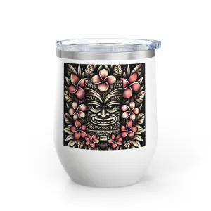Tropical Floral Wine Tumbler - 12oz Insulated Drinkware for Outdoor Gatherings