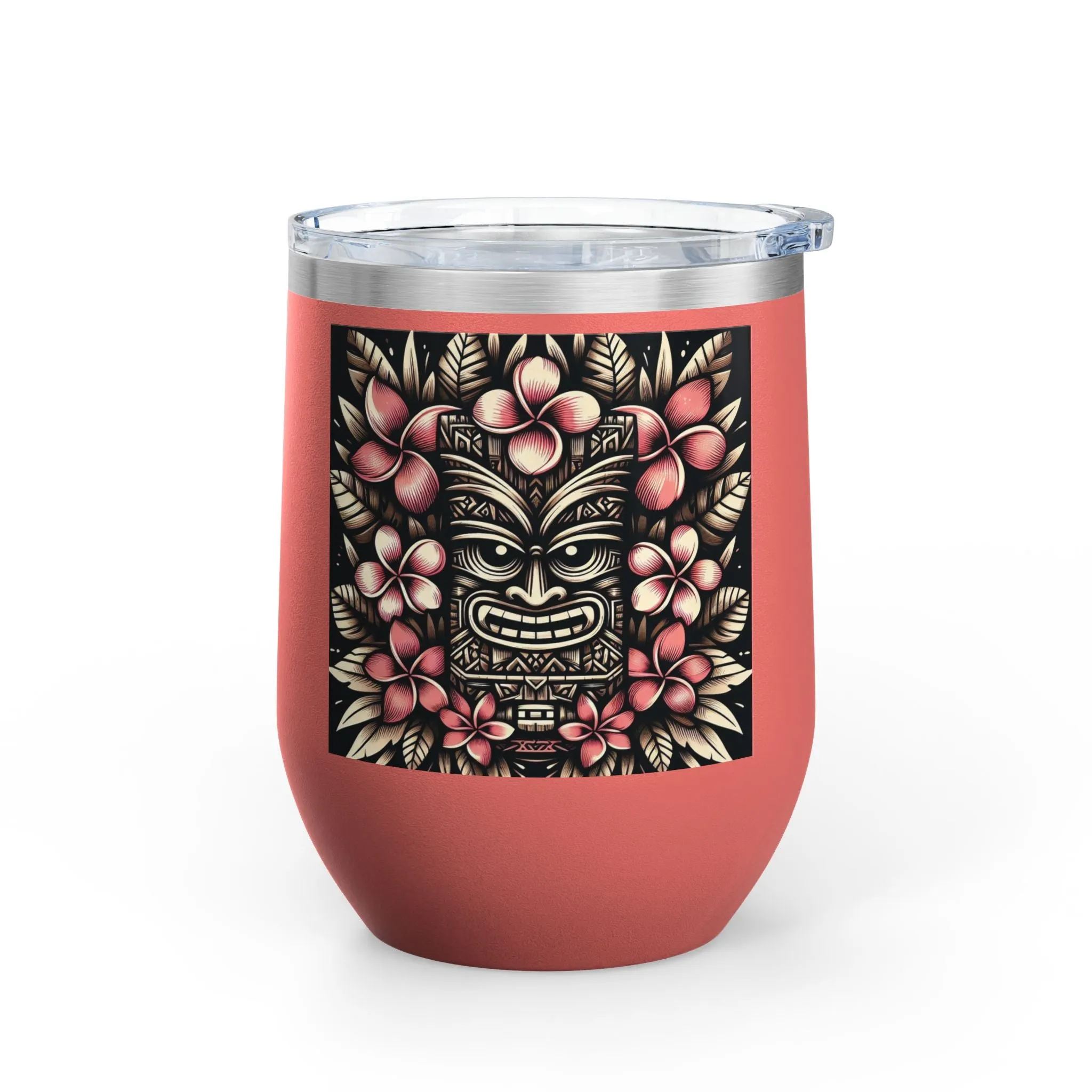 Tropical Floral Wine Tumbler - 12oz Insulated Drinkware for Outdoor Gatherings